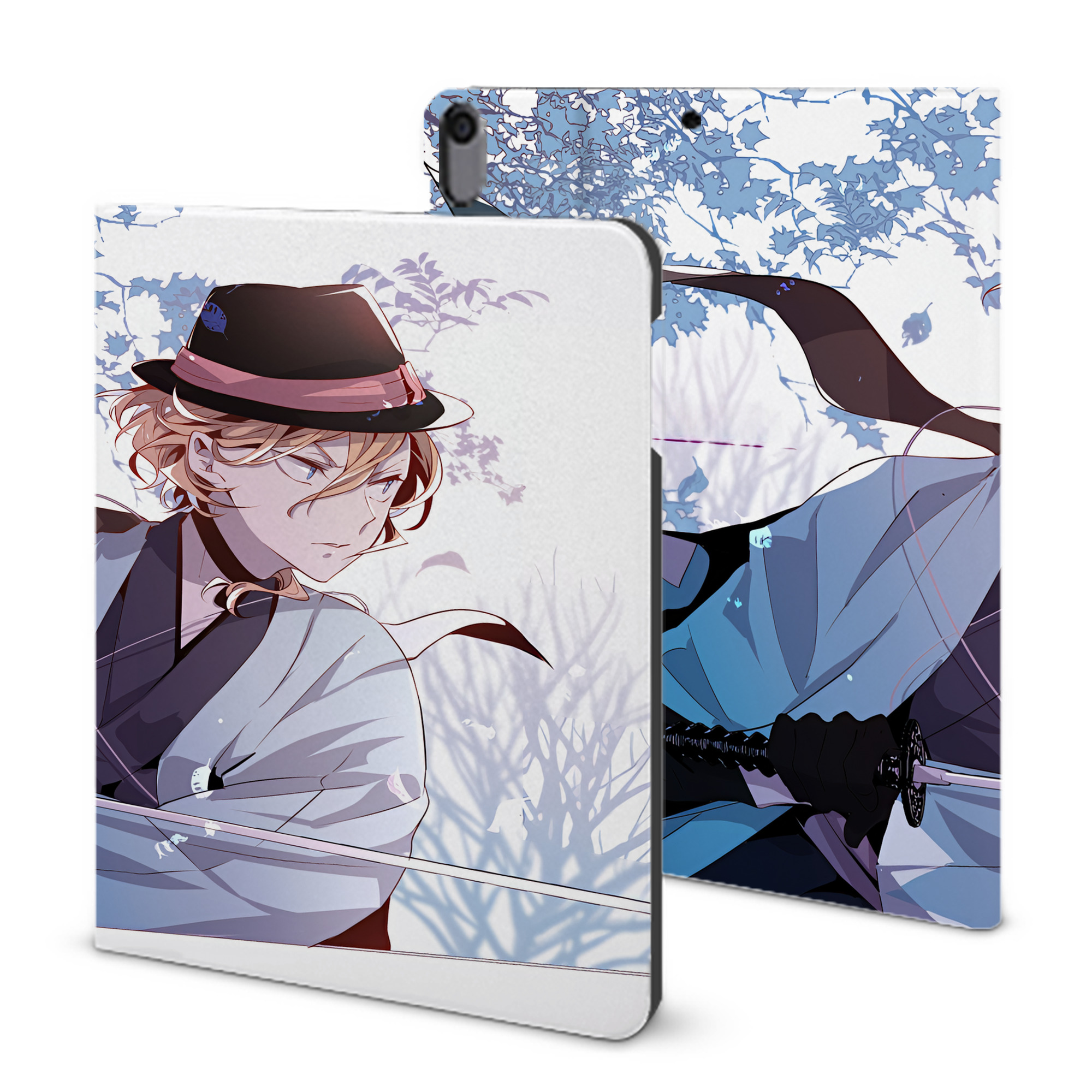 （画像用） 文豪ストレイドッグス Bungo Stray Dogs IPad ケース ブック型 PUレザー TPU 耐衝撃 軽量 薄型 ペン収納なし 全面保護 IPad 各モデル対応